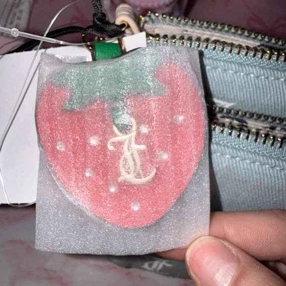 Juicy Couture Light Blue Denim Logo Dual-Zip Pouch - Picture 8 of 8